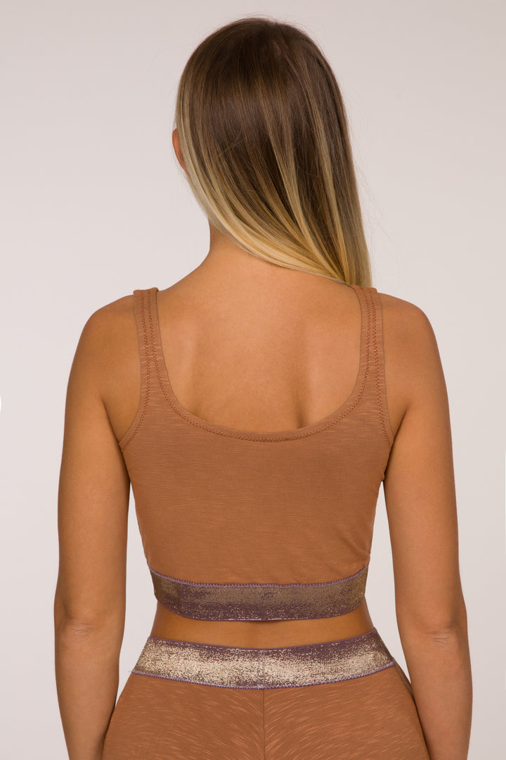 Gayana Boho Crop Tank Top w/ Lurex Band