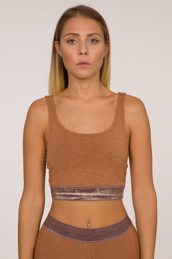 Gayana Boho Crop Tank Top w/ Lurex Band