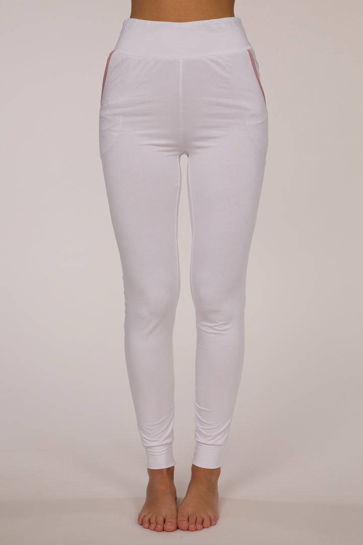 Florentine Jogger Pants - White/Pink