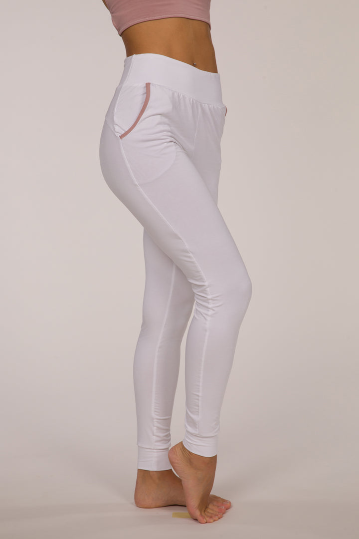 Florentine Jogger Pants - White/Pink