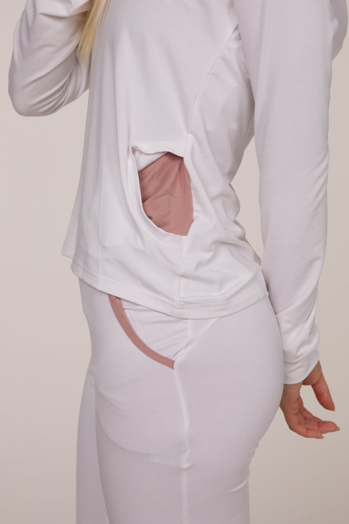 Florentine Hoodie Sweatshirt - White/Pink