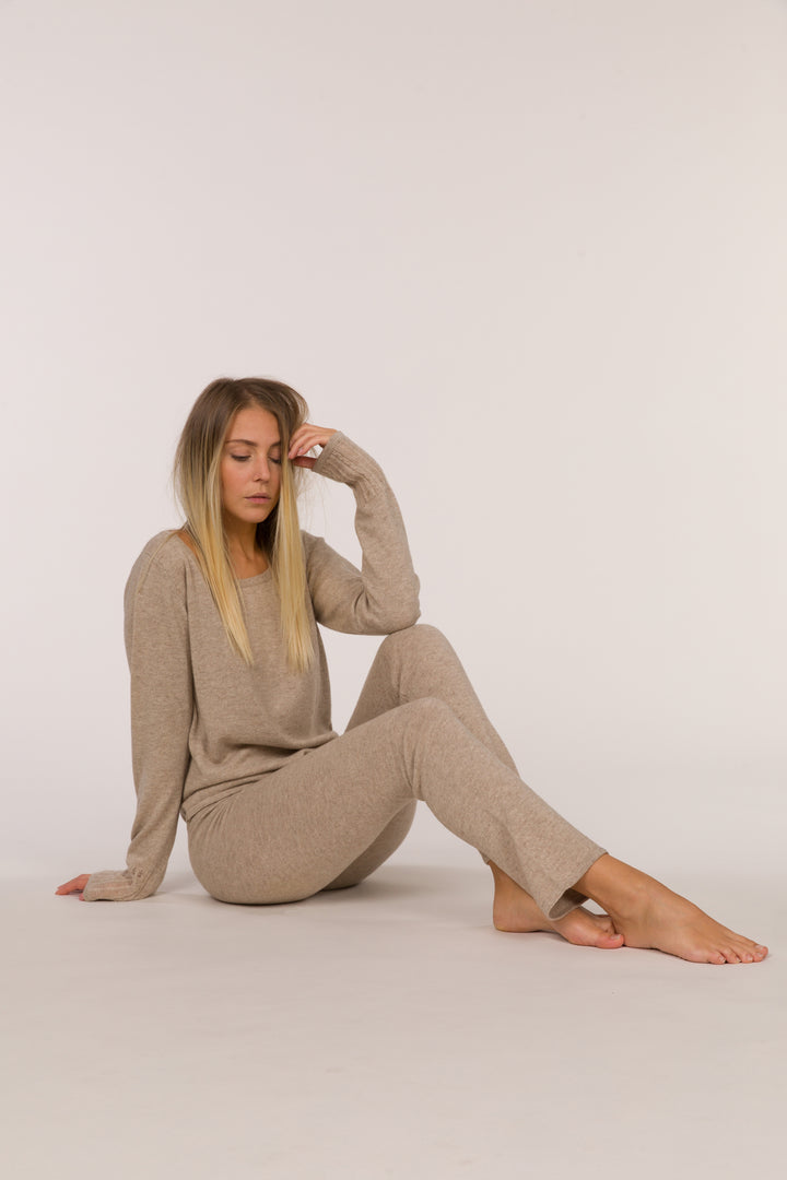 Nanda Eco-Cashmere Boat Neck Jumper - Light Beige