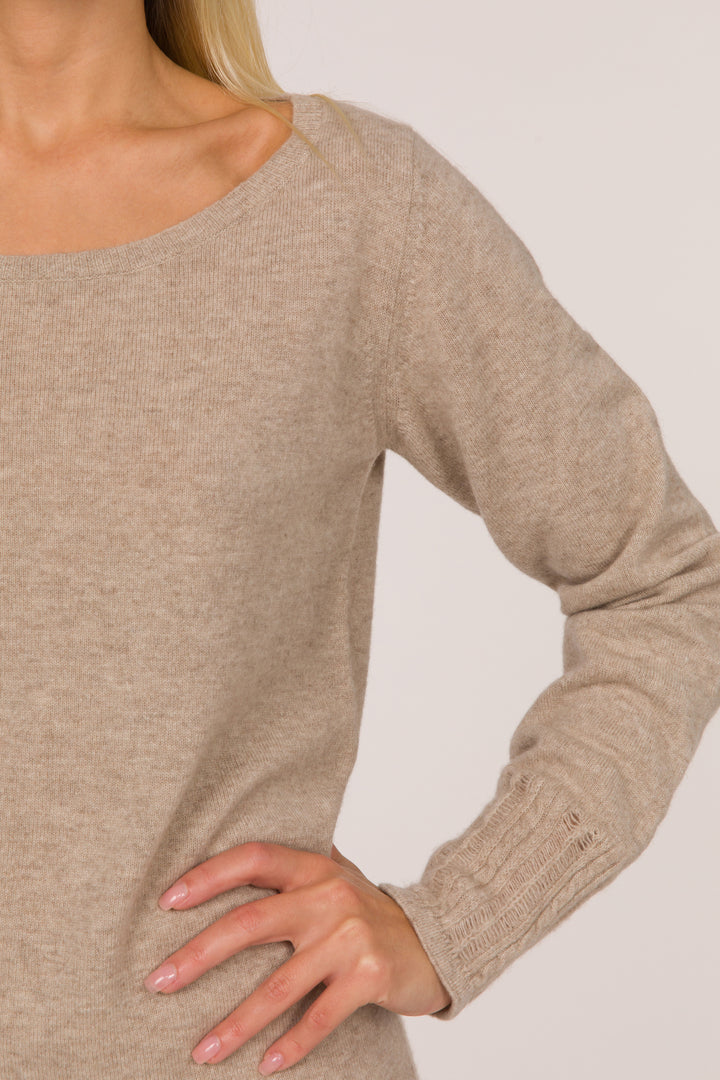 Nanda Eco-Cashmere Boat Neck Jumper - Light Beige